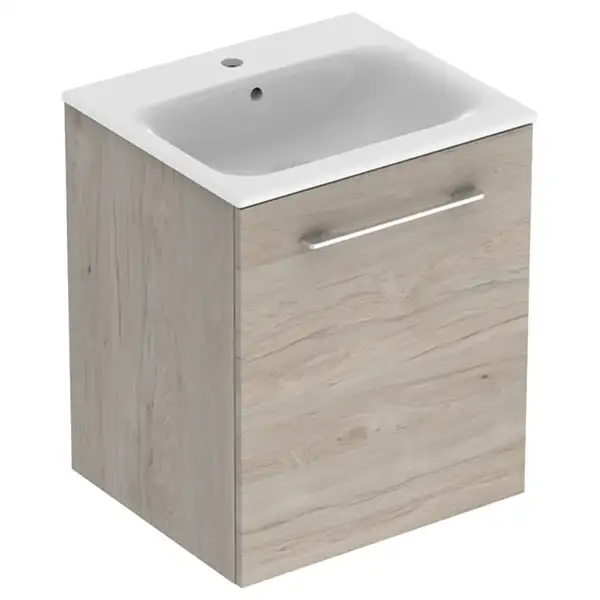 Тумба с раковиной Geberit Selnova Square slim rim 55 см, орех светлый (501.251.00.1)