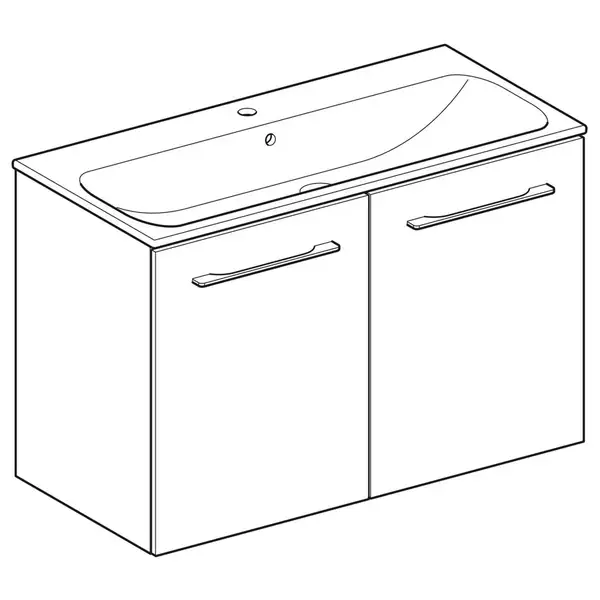 Тумба с раковиной Geberit Selnova Square slim rim 100 см, белый глянцевый (501.260.00.1)