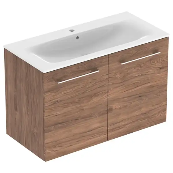 Тумба с раковиной Geberit Selnova Square slim rim 100 см, орех тёмный (501.262.00.1)