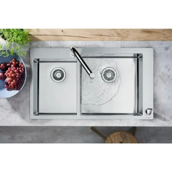 Кухонна мийка Hansgrohe C71-F655-09 Сombi 755x500 на 2 чаші 180/450 із змішувачем 2Jet Sbox, Chrome (43206000)