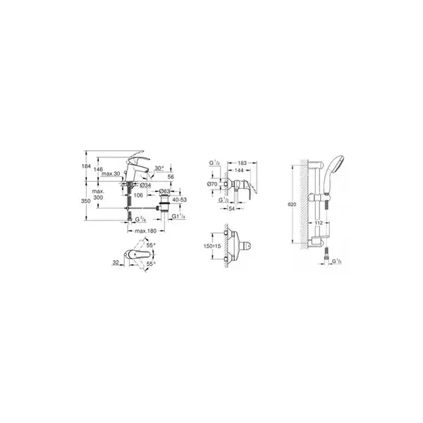 Комплект змішувачів для душу Grohe Eurosmart (123244 S)