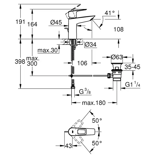 Набір змішувачів для ванни Grohe BauLoop New 3 в 1, хром (UA123215M0)