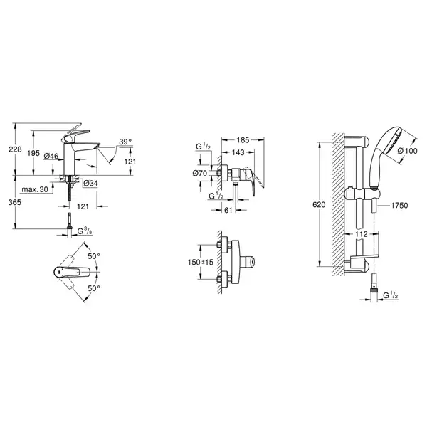 Grohe Eurosmart New Комплект змішувачів, хром (UA123244M0)