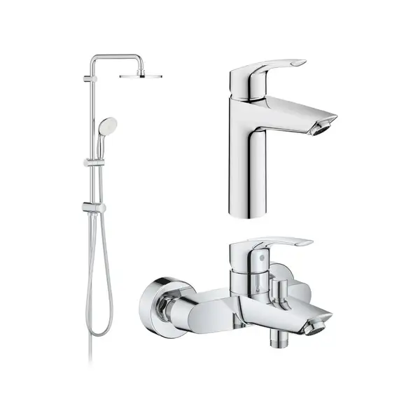 Набір змішувачів Grohe Eurosmart New 3 в 1 для ванни та душу, хром (UA123389M0)