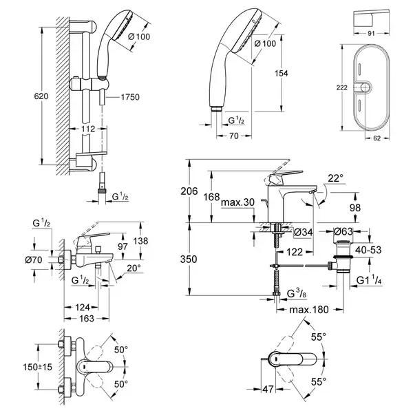 Набор смесителей Grohe Eurosmart Cosmopolitan M-Size UA126112M0