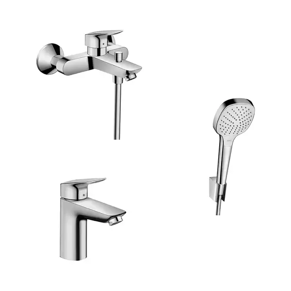 Набор смесителей для ванны 3-в-1 Hansgrohe Logis/Croma Select E (цвет - хром) (71400112) фото 1 Aquada.com.ua