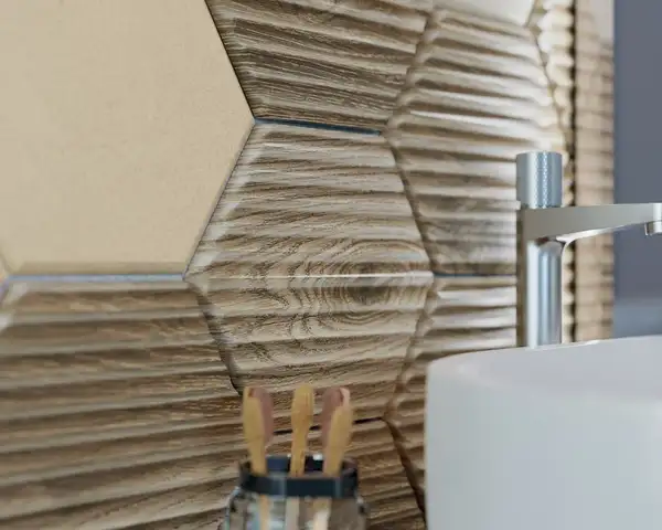 Плитка стінова Serene Brown Heksagon STR 17,4x19,8 код 2895 Ceramika Paradyz (SS--198X171-1-SERE.BR)