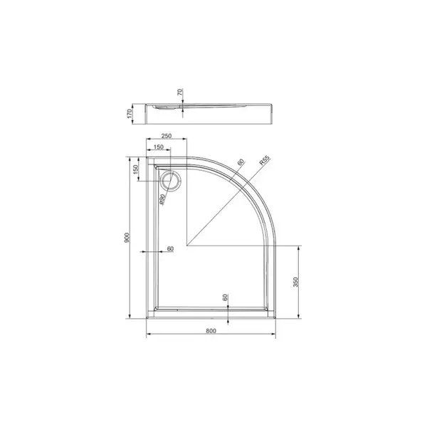 піддон Omnires Riverside 90x80 (Riverside80/90/LBP) (RIVERSIDE80/90/LBP)