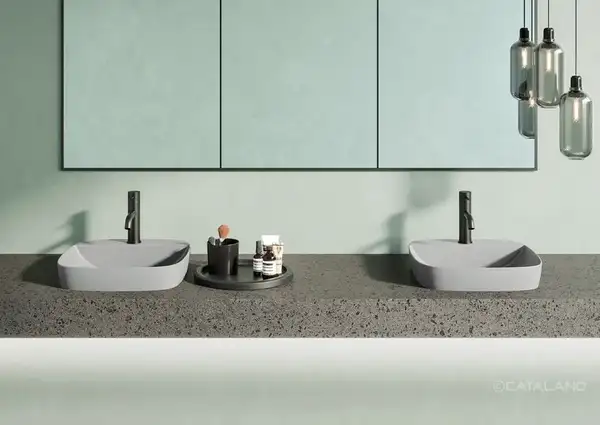 Раковина полувстраиваемая Catalano Green Lux Сolori 42 х 42 х h14 см, цвет - серый матовый 142GRLXNCS