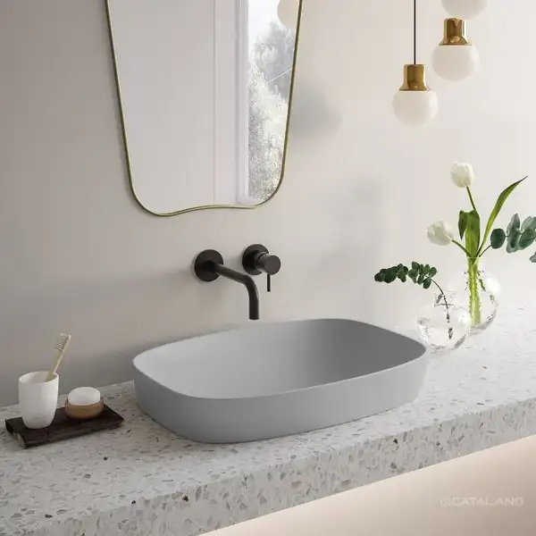 Раковина полувстраиваемая Catalano Green Lux Сolori 40 х 65 х h14 см, цвет - серый матовый 165AGRLXCS