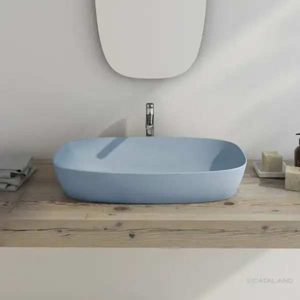 Раковина накладная на столешницу Catalano Green Lux Сolori 40 х 80 х h14 см, цвет - синий матовый 180AGRLXAS
