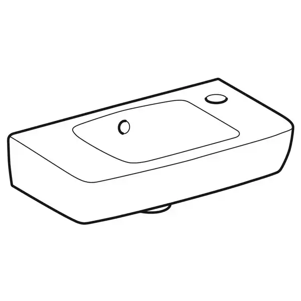 Маленькая (мини) раковина Geberit Selnova Compact 45 х 25 см, с 1 отверстием под смеситель справа (500.318.01.1)
