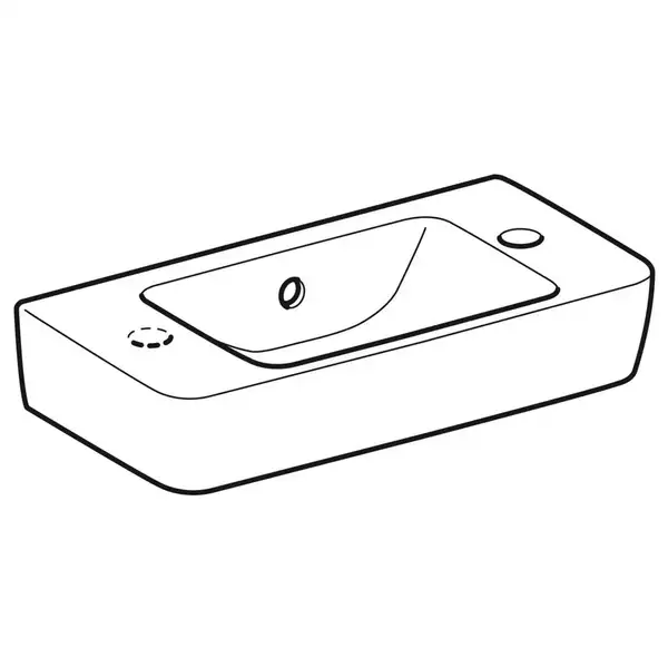 Маленькая (мини) раковина Geberit Selnova Compact 50 х 25 см, с 1 отверстием под смеситель справа (501.507.00.1)