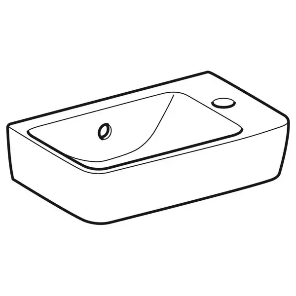 Маленькая (мини) раковина Geberit Selnova Compact 40 х 25 см, с 1 отверстием под смеситель справа (501.517.00.1)