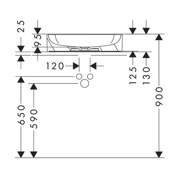 Раковина накладна на стільницю 40х55 см (покриття SmartClean) Hansgrohe Xuniva Q  61075450