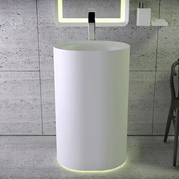 Умивальник окремо стоячий Knief K-Stone MOON 55х45х90 з інтегрованою LED підсвічуванням, White Matt (0600031001)