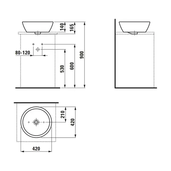 Раковина накладная на столешницу Laufen Pro S Ø 42 см (H8129620001121) фото 4 Aquada.com.ua