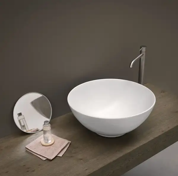 Nic-Design Умивальник круглий на стільницю Nic Design CIOTOLA Flavia без переливу 38x38х16h, білий (001034001)