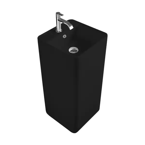 Nic-Design Умивальник окремо стоячий Nic Design Semplice 40х40х85 см з отвором під змішувач, злив у стіну, чорний глянець (001371008)