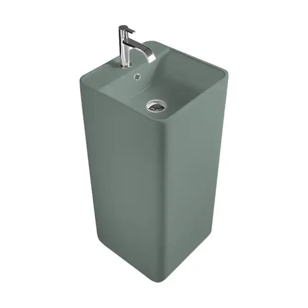 Nic-Design Умивальник окремо стоячий Nic Design Semplice 40х40х85 см з отвором під змішувач, злив у стіну, Salvia матовий (001371067)