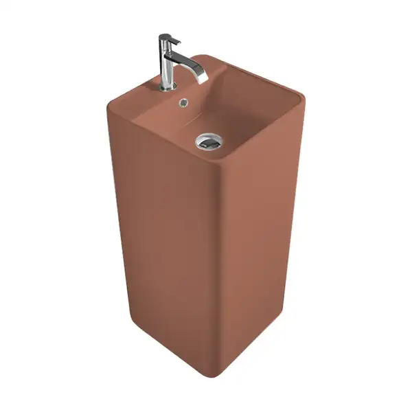 Nic-Design Умивальник окремо стоячий Nic Design Semplice 40х40х85 см з отвором під змішувач, злив у стіну, Fard глянець (001371072)