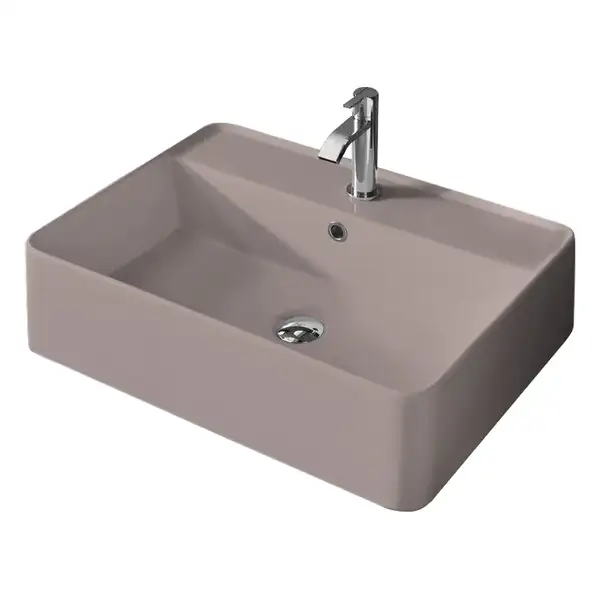 Умивальник на стільницю Nic Design Semplice 60х45х16 см з отвором під змішувач, Cipria матовий C/F (001384060 CF)