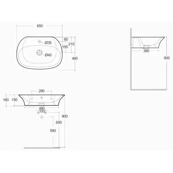 Раковина подвесная Rak Ceramics Sensation 65 х 46 см (SENWB6501AWHA)