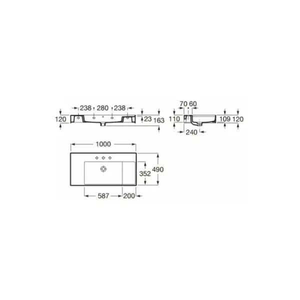 Умивальник підвісний Roca Inspira Square 100х49 (A32752A000)