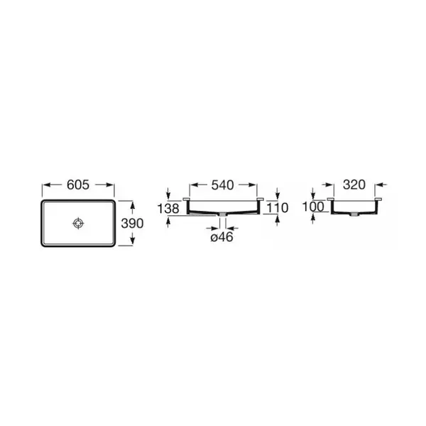 Умивальник вбудований Roca Inspira Square 56х35 (A327535000)