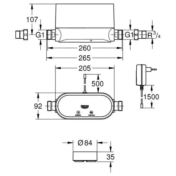 Інтелектуальний контролер води з 3-ма датчиками Grohe Sense Guard (22502LN1)