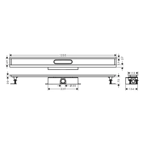 Монтажний комплект для каналів Hansgrohe 50 мм uBox Universal 1200 мм (56027180)