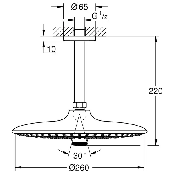 Grohe Верхній душ зі стельовим кронштейном Grouphoria (26461000)