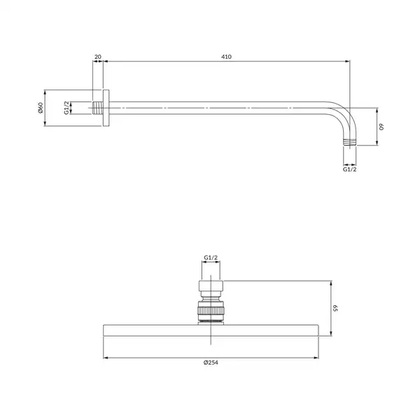 верхний душ Omnires Slimline cooper brushed 25x25 cm (WGSET1CPB)