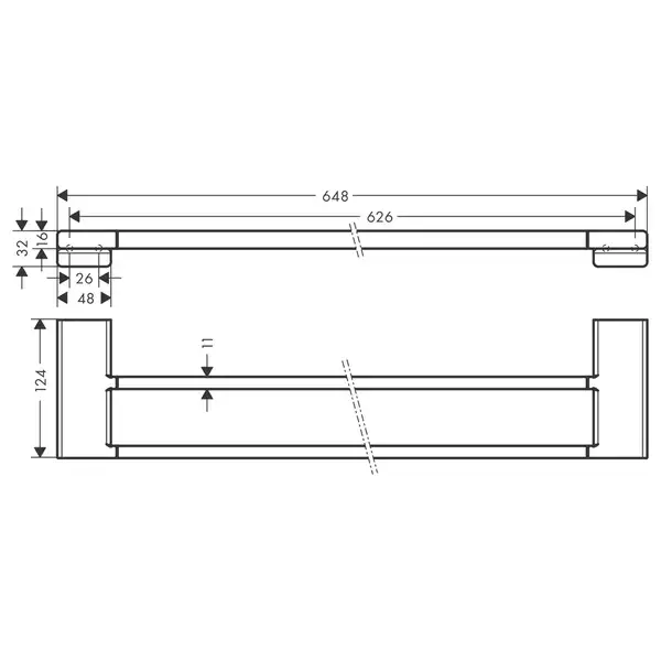 Полотенцедержатель двойной 648 мм Hansgrohe AddStoris, белый матовый (41743700) фото 2 Aquada.com.ua