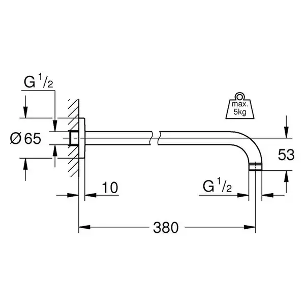 Душовий кронштейн Grohe RSH 380 мм (28361000)