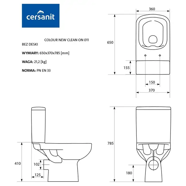 Cersanit Компакт 575 Colour Clean On, з кришкою (CCKZ1013501894)