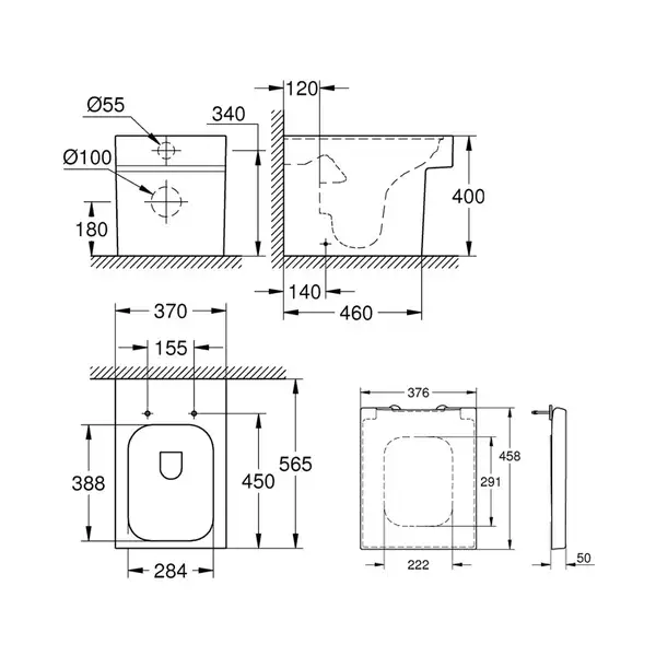 Grohe Cube Ceramic Унитаз напольный, белый (3948500H_39488000)