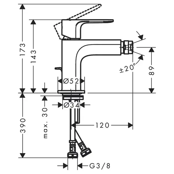 Hansgrohe Rebris S Змішувач для біде, Matt Black (72210670)
