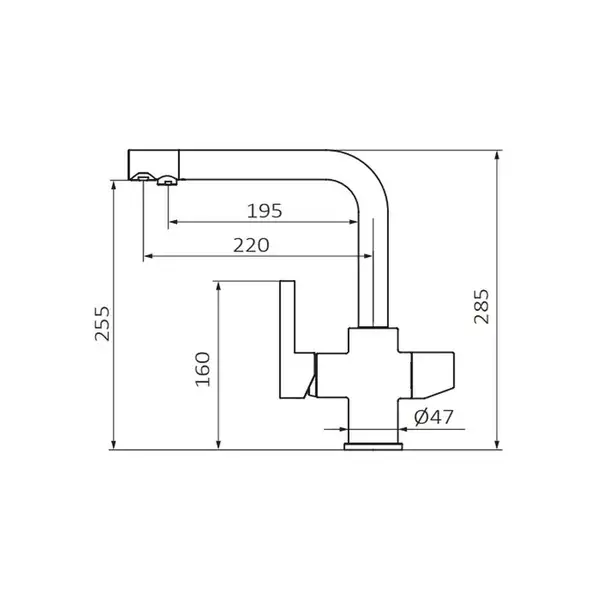 Змішувач для кухні GRB Kitchen 285 мм з виливом для фільтра, хром (51831510)