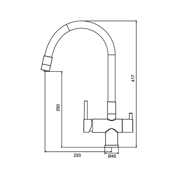 KOER KB-72002-05 Змішувач для кухні, чорний/хром (KR3384)