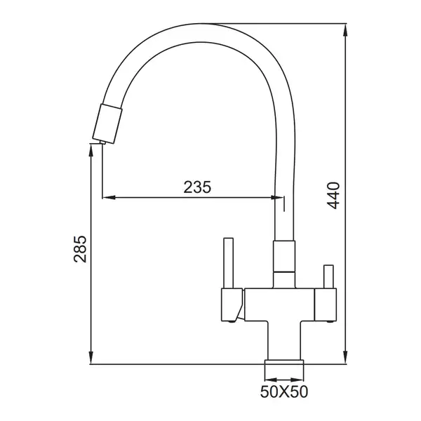 KOER KB-72023-01 Змішувач для кухні, хром (KR5008)