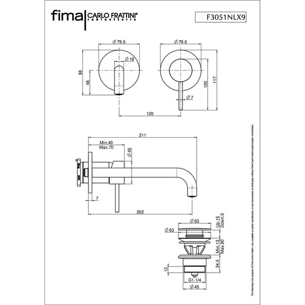 Fima Carlo Spillo Up Змішувач для умивальника, чорний матовий (F3051NLX9NS)