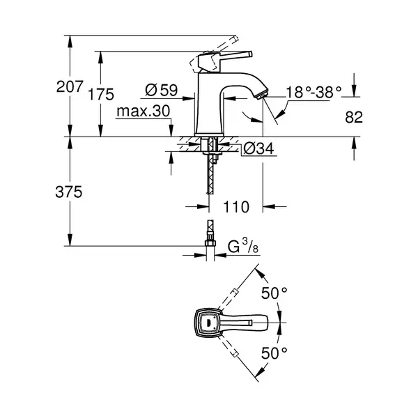 Змішувач для раковини Grohe Grandera M-Size (23310000)