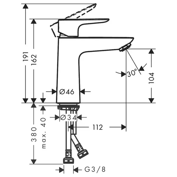Змішувач для раковини Hansgrohe Talis E (колір - хром), без донного клапана 71712000