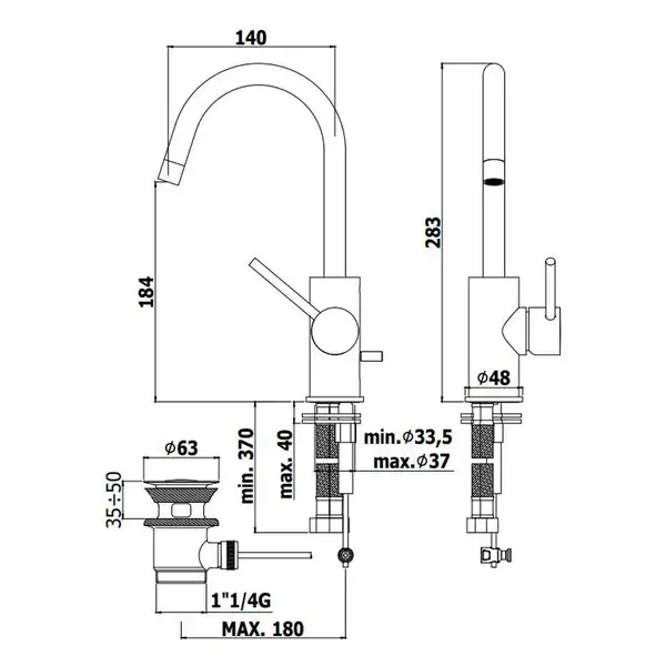 Змішувач для умивальника Paffoni Light без донного клапана Mercury Grey (LIG078MG)