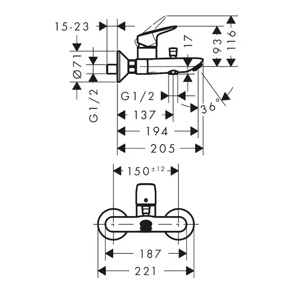HANSGROHE Logis Змішувач для ванни, чорний матовий (71400670)