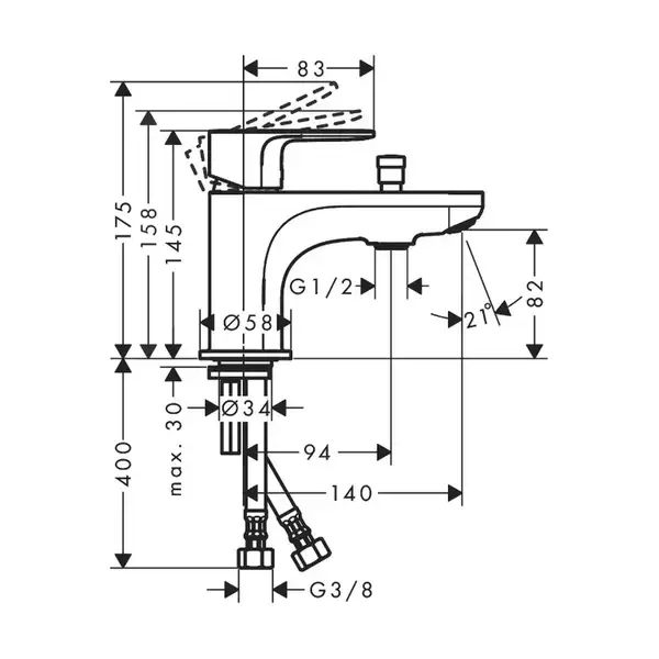 Змішувач для ванни Hansgrohe Rebris E 80 Monotrou, хром (72437000)