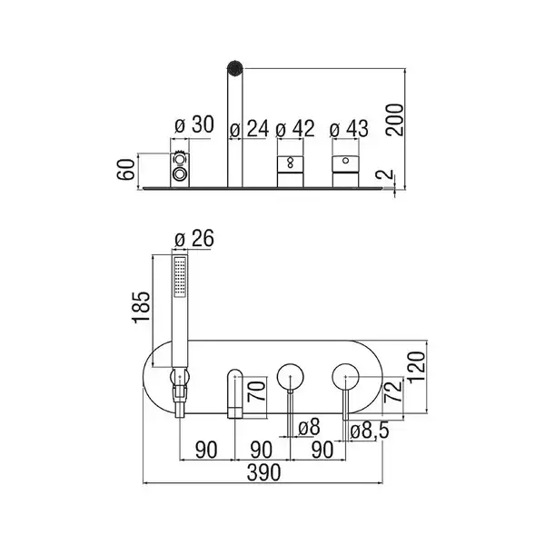 Nobili WEBK110/90TCR Змішувач для ванни, хром (WEBK110/90TCR)