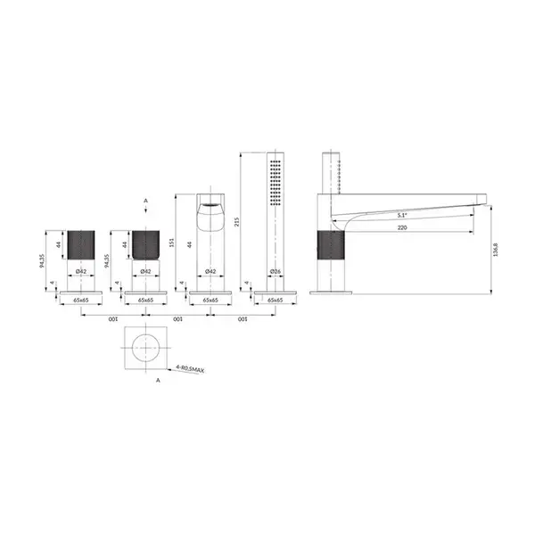 змішувач для ванни Omnires Contour chrome (CT8032GLB)