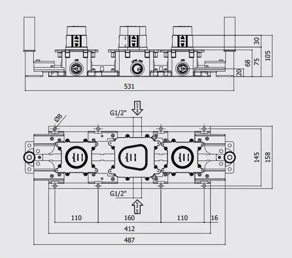Paffoni Modular Box Вбуд. частина, 2 споживачі (MDBOX001)